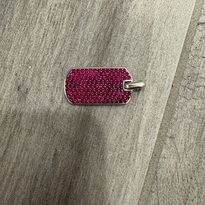 David Yurman Pink Sapphire Sterling Silver Chevron Dog Tag